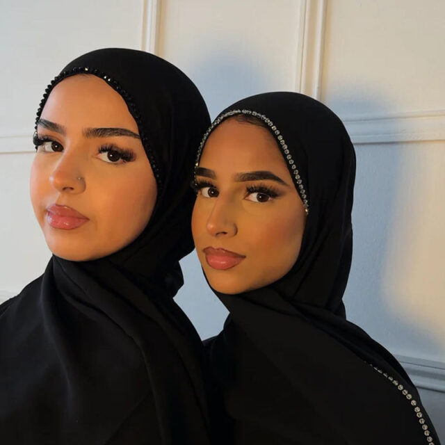 2025 Muslim Women Heavy Chiffon Beads Hijab Crystal Headscarves (6) crystal headscarves for women