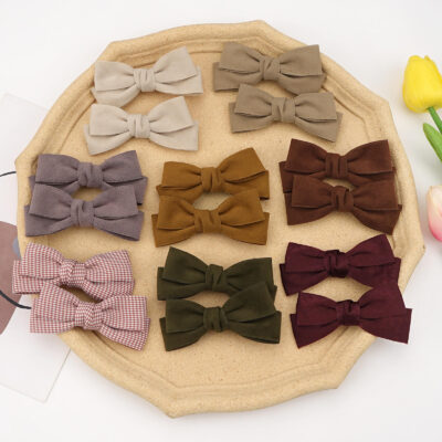 Houndstooth velvet hair bow