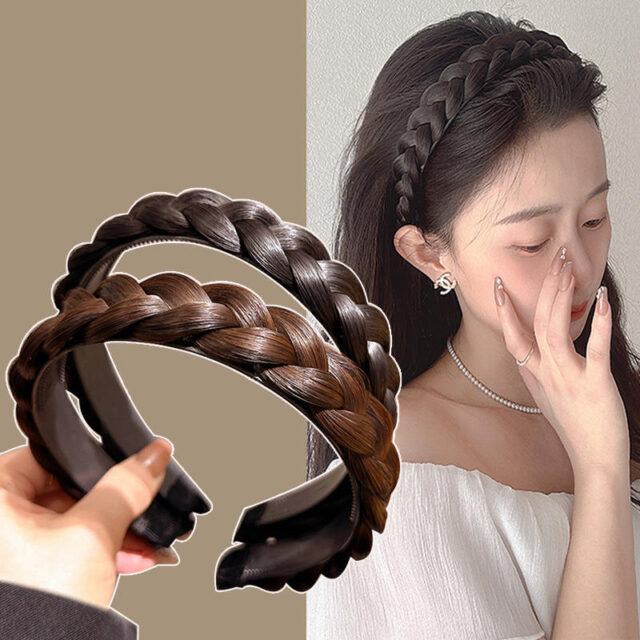 Bulk Fishbone Braided Headbands Wide Twist Wig Style for Women (6) headbands twist wig style for women