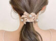 Bulk pleated pearl scrunchies fashion