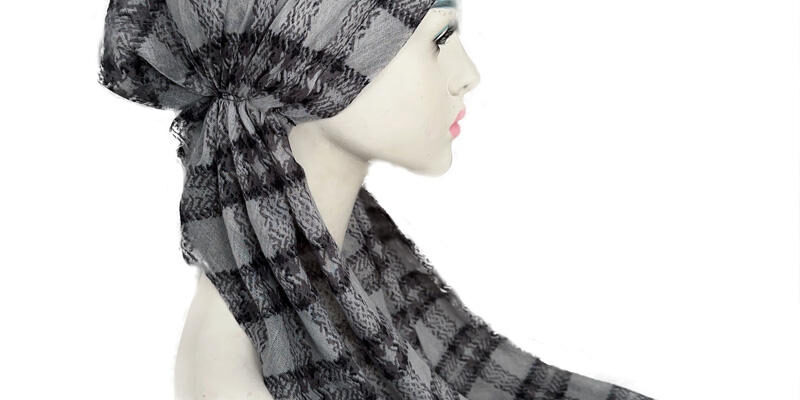 Custom Plaid Print Viscose Pretied Headscarf for Women (1) viscose pretied women’s headscarf