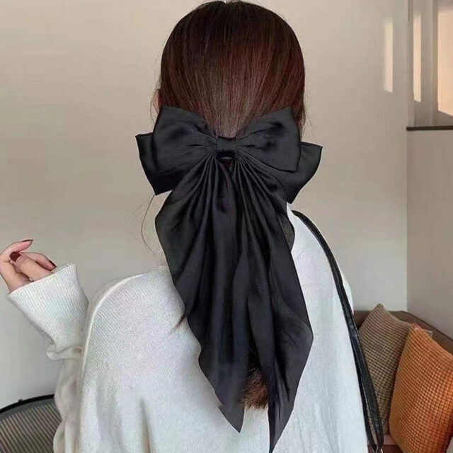 Custom Popularity Bow Clips Large Satin Ribbon Hair Accessories (5) Large satin custom bow hair