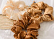 Custom silk scrunchies set with satin