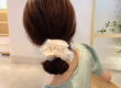 Floral chiffon scrunchies pink ponytail
