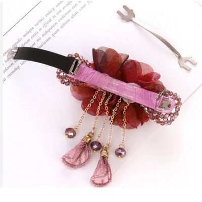 colorful beaded crystal flower hairclips