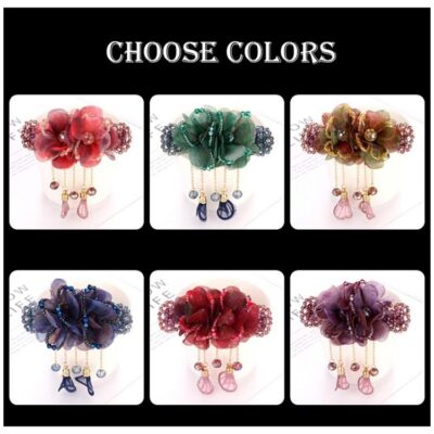 colorful beaded crystal flower hairclips