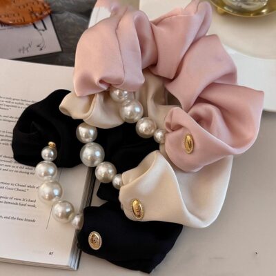 Korean pearl satin scrunchies wholesale