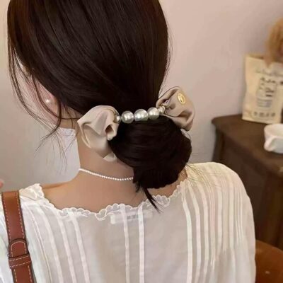 Korean pearl satin scrunchies wholesale