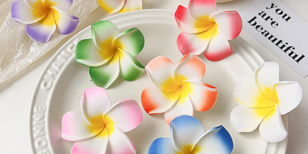 Hawaiian Plumeria Foam Flower Hair Pin Artificial Clip Wholesale (6) a foam flower hair pins for girls