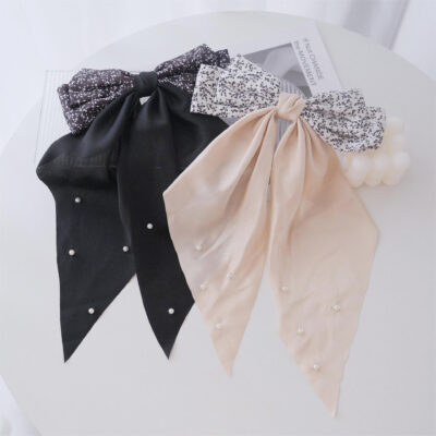 Large ribbon hair bows with long tail