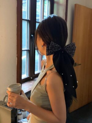 Large ribbon hair bows with long tail
