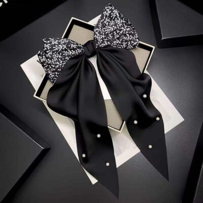 Large ribbon hair bows with long tail