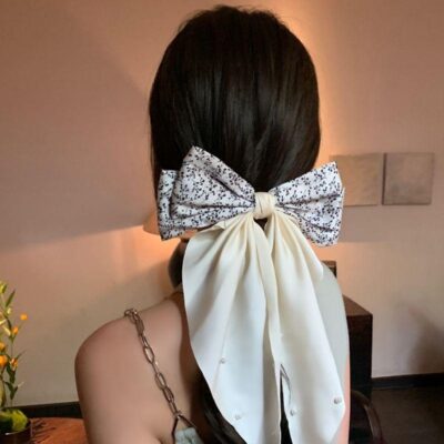 Large ribbon hair bows with long tail