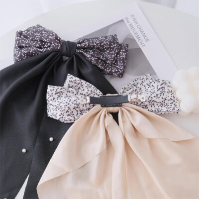 Large ribbon hair bows with long tail