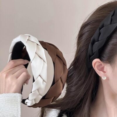Multi color satin twist braid headbands