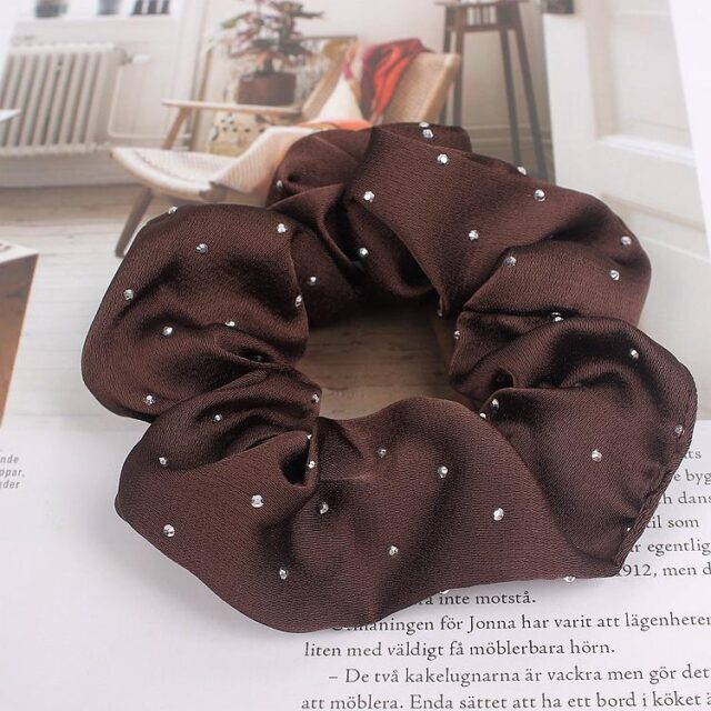 Rhinestone Diamond Scrunchies Women Elastic Hair Ties Supplier (5) scrunchies solid color elastic hair ties