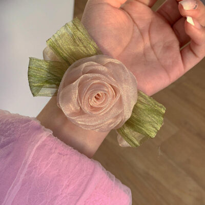 Rose flower scrunchie women rubber