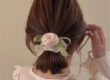 Rose flower scrunchie women rubber