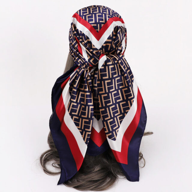 Wholesale Silk Scarf 90cm Square Classic Print Large Shawl (2) square classic print headscarf