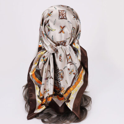 square classic print headscarf