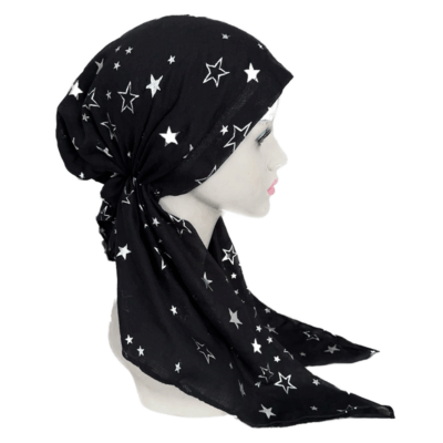metallic black pre-tied headscarf